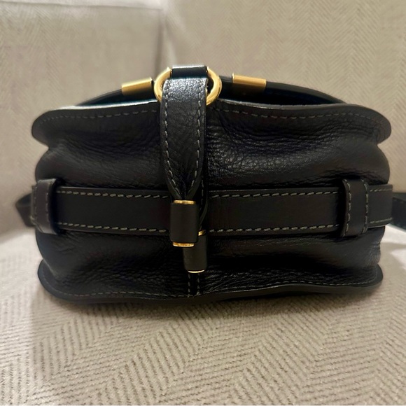 Rare! Chloe Black Leather Studded Small Marcie Saddle Crossbody - Picture 5 of 14